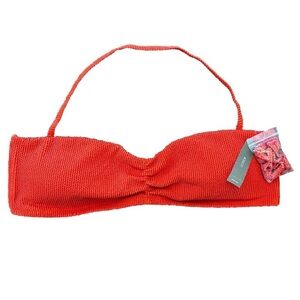 J Crew Scrunchie Sweetheart Bikini Top Halter Removable Strap Red/Orange 2X